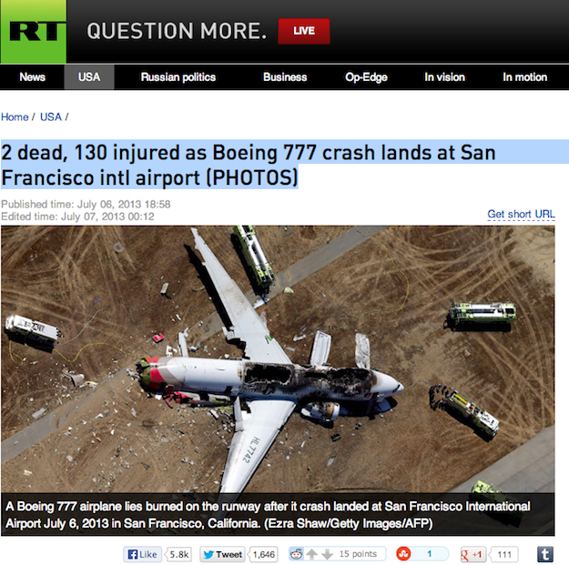 Russia Today SF Crash 5 22 PM
