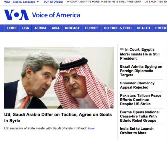 VOA often takes many hours to update its news lineup on its homepage.