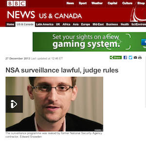 BBC U.S. Court NSA Ruling Story 1230PM ET 12-27-13