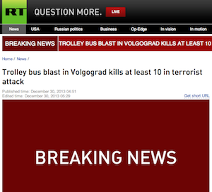 RT Breaking News Another Volgograd Blast 12-30-12 1230AM ET