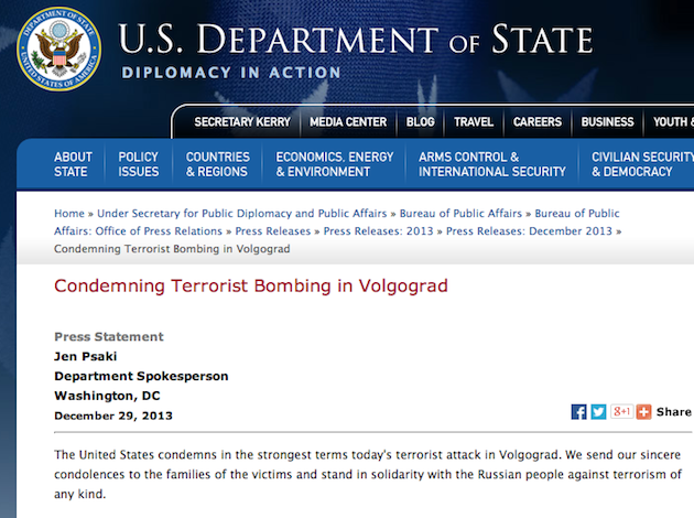 State Department Statement on Russia Terror Attack