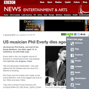 BBC Phil Everly Death Report