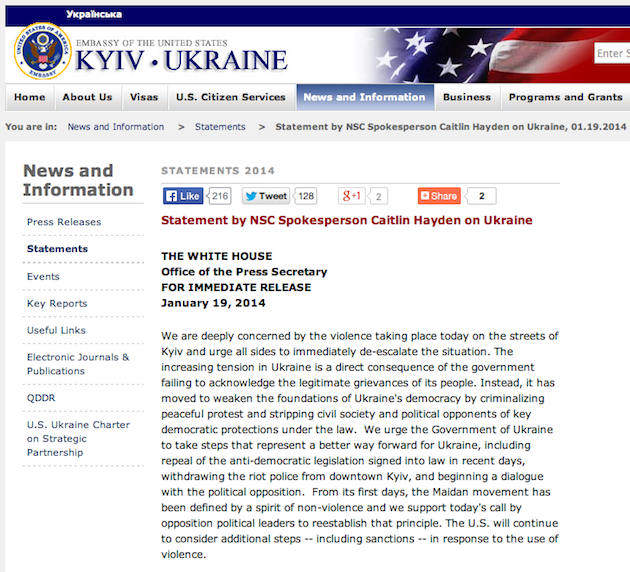 NSC Statement on Ukraine 1-19-14