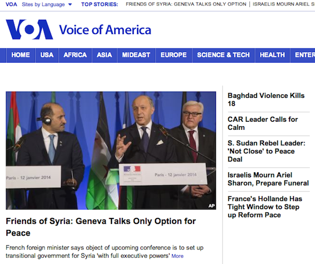 VOA Homepage Screen Shot 2014-01-12 at 2.08.34 PM ET