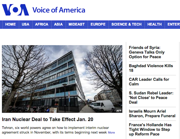 VOA Homepage Screen Shot 2014-01-12 at 2.25.08 PM ET