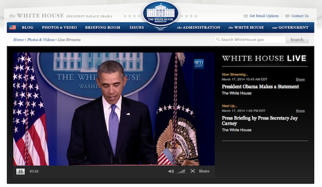President Obama Delivers A Statement on Ukraine 3-17-14  10.46AM EDT