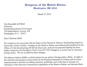 Reps. Butterfield and Jones Letter to BBG Chairman Jeff Shell