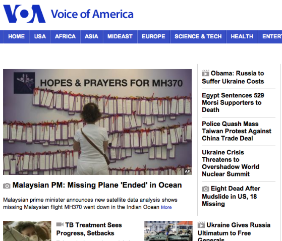 VOA Homepage Screen Shot 2014-03-24 at 12.27PM EDT