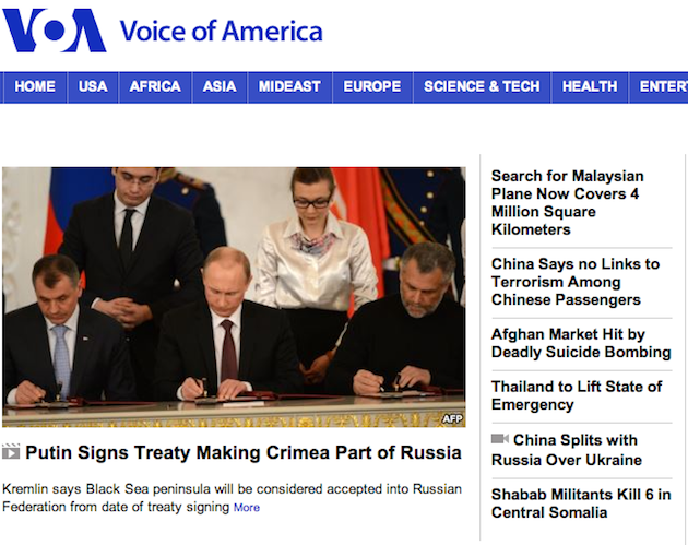 Voice of America Homepage Screen Shot 2014-03-18 at 10.10AM EDT