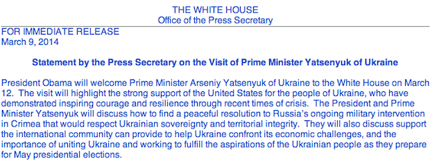 White House Statement Ukraine