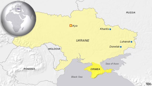 Corrected VOA Map of Crimea 4-8-14. This map replaced a previous VOA map that stayed on the website for about 24 hours and showed Crimea as being no longer part of Ukraine.
