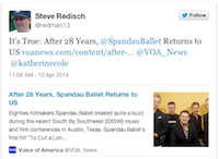 Link to VOA Executive Editor Steve Redisch Twitter Account
