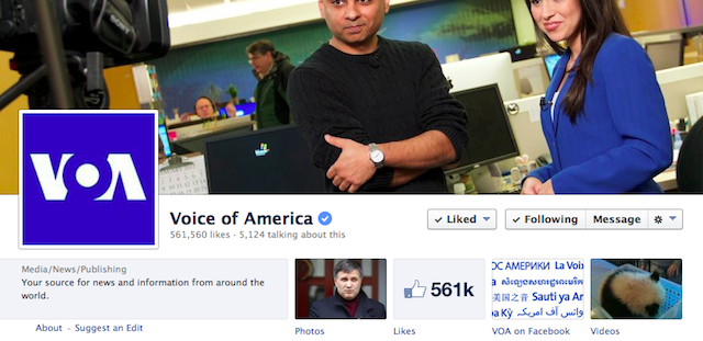 Voice of America Facebook Likes 4-16-14