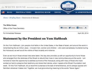 White House Statement on Holocaust