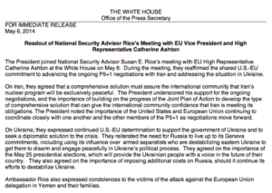 White House Meeting Readout Emailed May 6, 5.56PM EDT