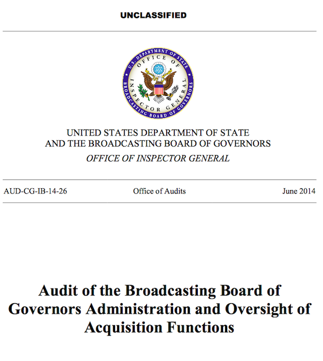 Audit of the Broadcasting Board of Governors Administration and Oversight of Acquisition Functions