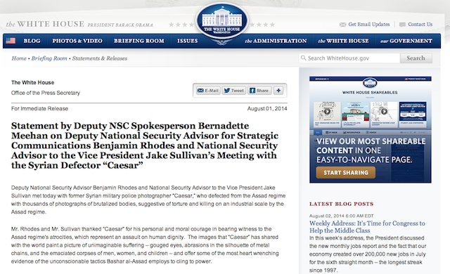 White House Statement on Caesar at NSC