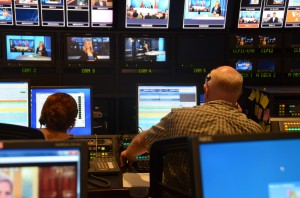 Behind the scenes in the control room for Nastoyashchee Vremya