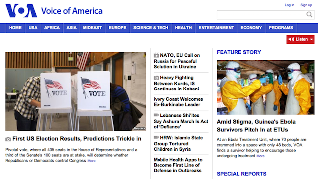 VOA Homepage Screen Shot 2014-11-04 at 9.28PM ET