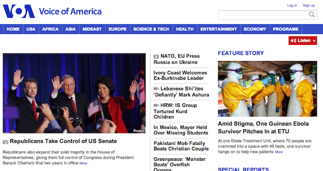 VOA Homepage Screen Shot 2014-11-05 at 2.30 AM ET