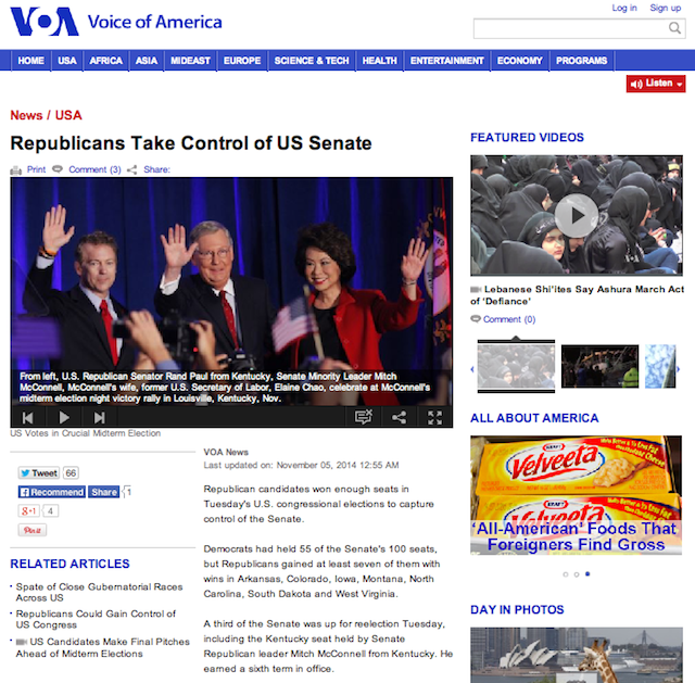 VOA U.S. Elections Report Screen Shot 2014-11-05 at 2.32 AM ET