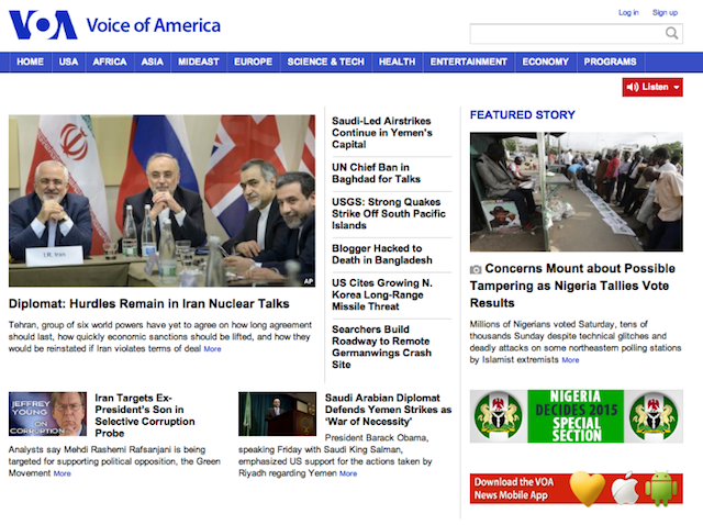 VOA Homepage Screen Shot 2015-03-30 at 10.47 AM ET