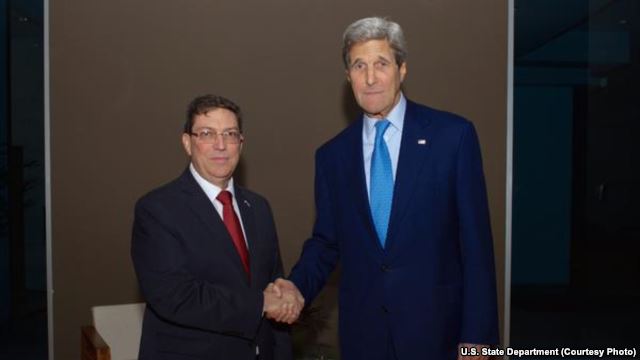 State Department Photo Bruno Rodríguez and John Kerry