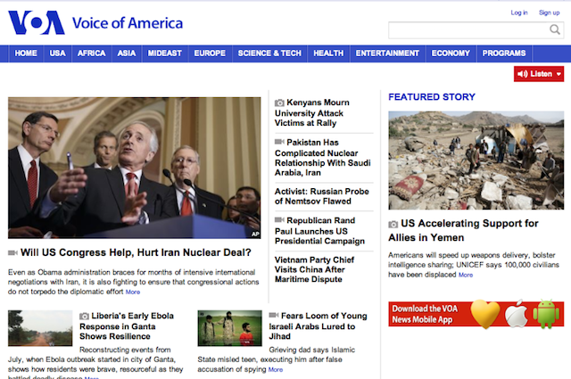 VOA Homepage Screen Shot 2015-04-07 at 9.01 PM ET