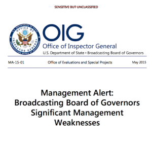 OIG Management Alert on BBG May 2015