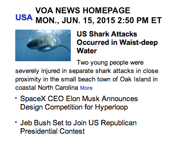 VOA News Homepage Screen Shot 2015-06-15 at 2.52 PM ET