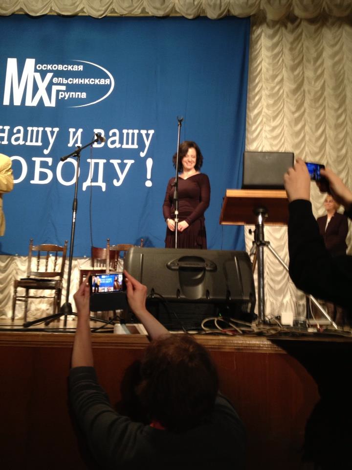 Fired Radio Liberty Russian Service human rights reporter Kristina Gorelik receives Moscow Helsinki Group Journalism Award in December 2012