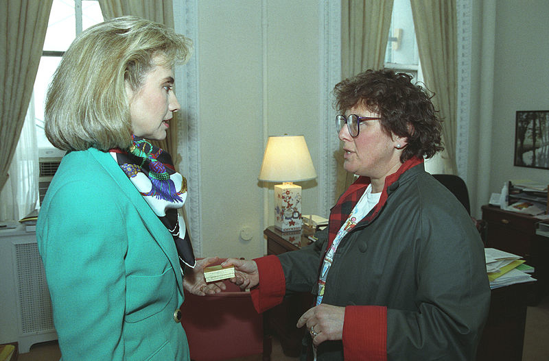 Lieberman and then-First Lady Hillary Clinton, March 1993
