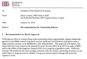 Recommendation for Contracting Reform January 2014 BBG Memo