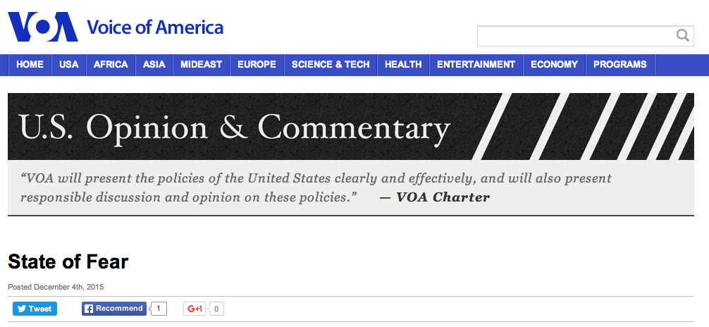 Voice of America State of Fear Article Screen Shot 2015-12-05 at 11.14 PM EST
