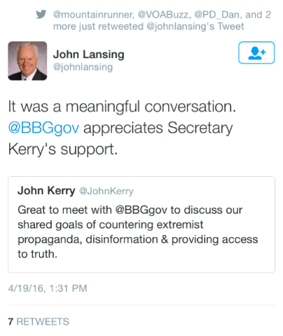 Screen Shot  of John Lansing John Kerry Tweet 2016-04-20 at 12.27 AM