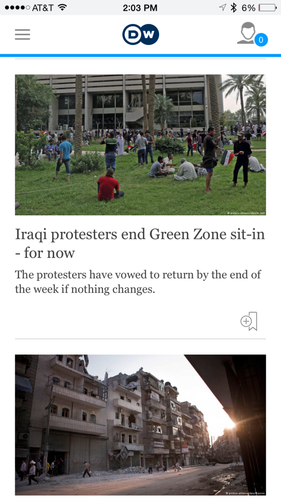 DW Sun May 1 2:03PM ET Iraqi Protesters End Green Zone Sit-in - For Now