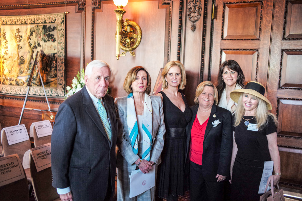 Former Congressman Frank Wolf, House Democratic Leader Nancy Pelosi, President of Robert F. Kennedy Human Rights Kerry Kennedy, Rep. Ileana Ros-Lehtinen, and Annette Lantos Tillemann Dick of Tom Lantos Foundation for Human Rights & Justice at the Tribute to Harry Wu at the Library of Congress, May 25, 2016.