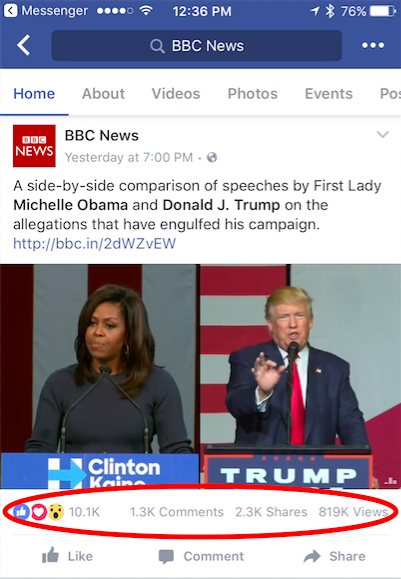 BBC Michelle Obama Donald Trump Facebook Post Screen Shot 2016-10-14 at 12.36 PM ET