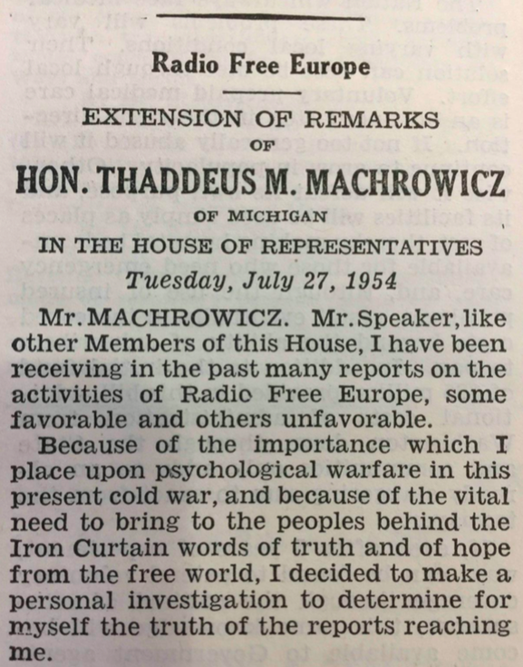 thaddeus-machrowicz-on-rfe-july-27-1954
