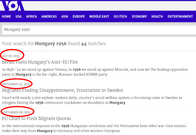 VOA English Hungary 1956 Search Results on October 23, 2016