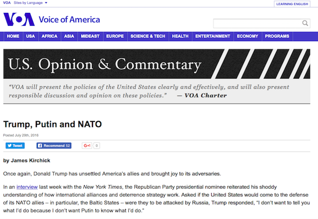 Trump, Putin and NATO By James Kirchick, VOA, July 29, 2016 Screen Shot 2017-02-14 at 10.23 PM ET