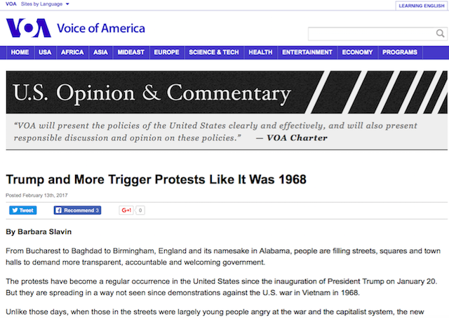 Trump and More Trigger Protests Like It Was 1968 By Barbara Slavin, VOA February 13, 2017 Screen Shot 2017-02-14 at 10.21 PM ET