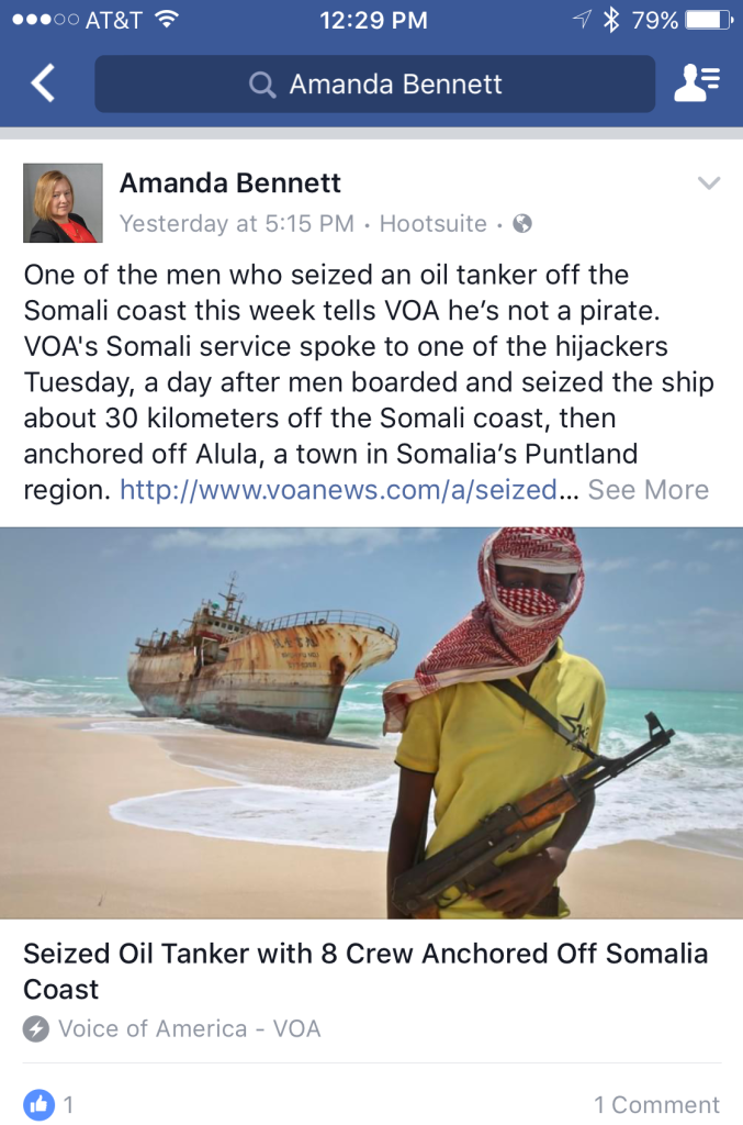 He Is Not A Pirate VOA Director Facebook Post