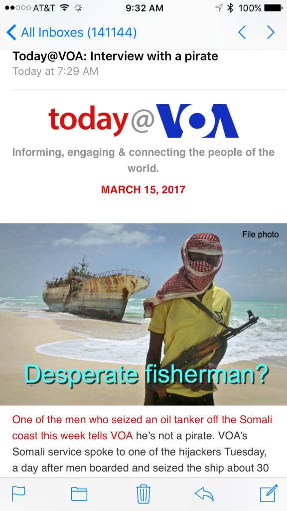 A Voice of America news highlights e-mail sent out by VOA management on March 15, 2017.